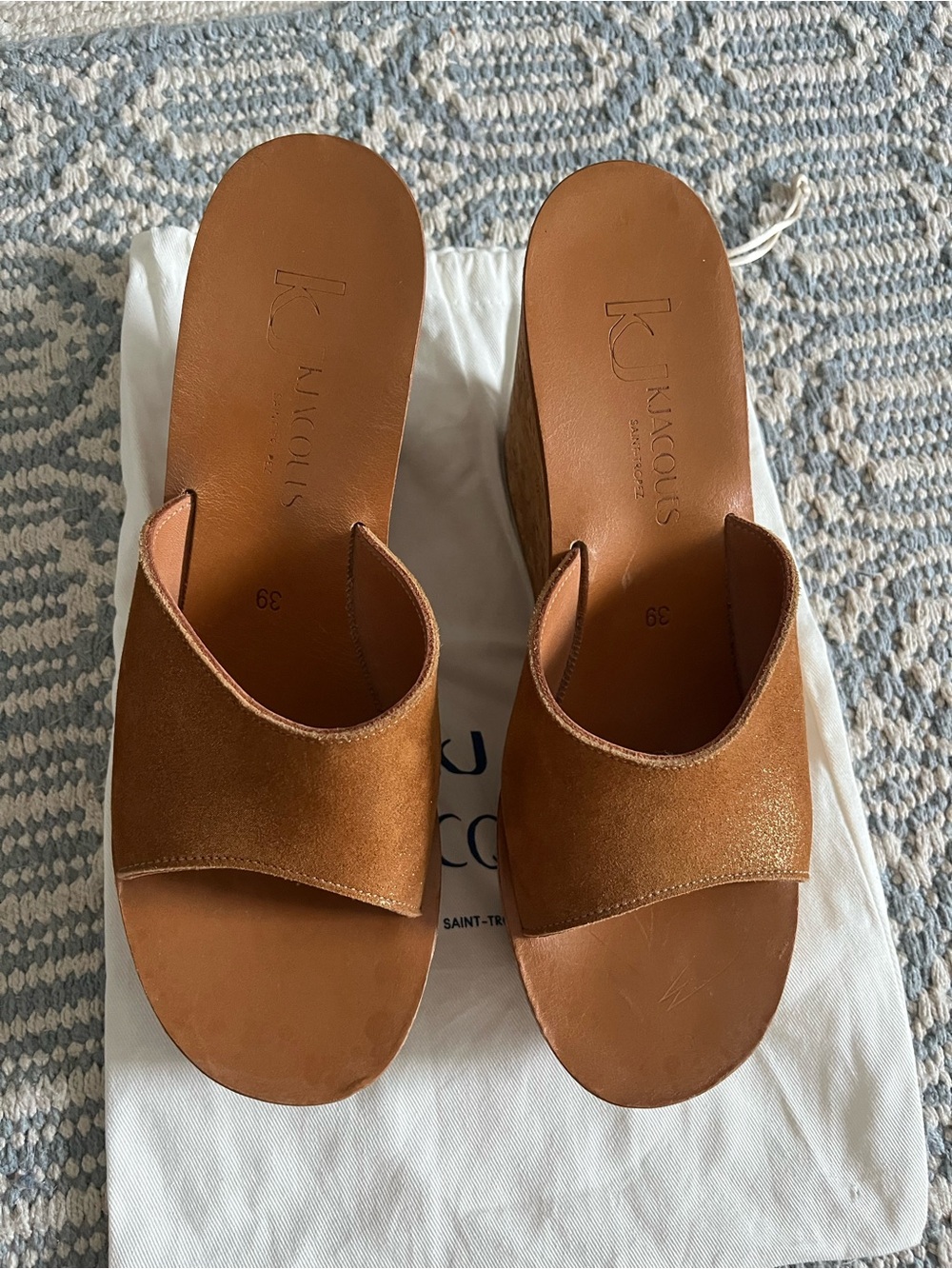 K.Jacques Tan Leather Slide Mules